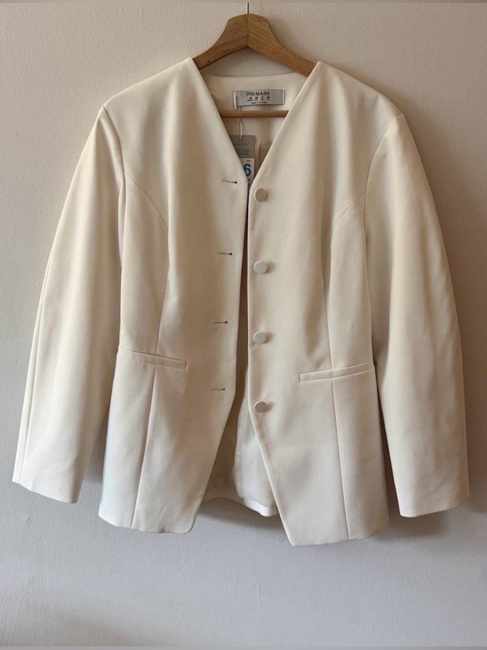 Primark Cream Button-Front Blazer Size 6